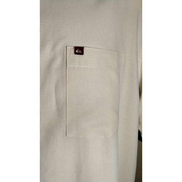 Quiksilver shirt mens XXL beige check plaid short sleeve button up - Picture 5 of 7